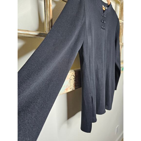 Vintage MIsook Long-Sleeve Pullover Black Tunic Side Vents Size Medium - Picture 5 of 9